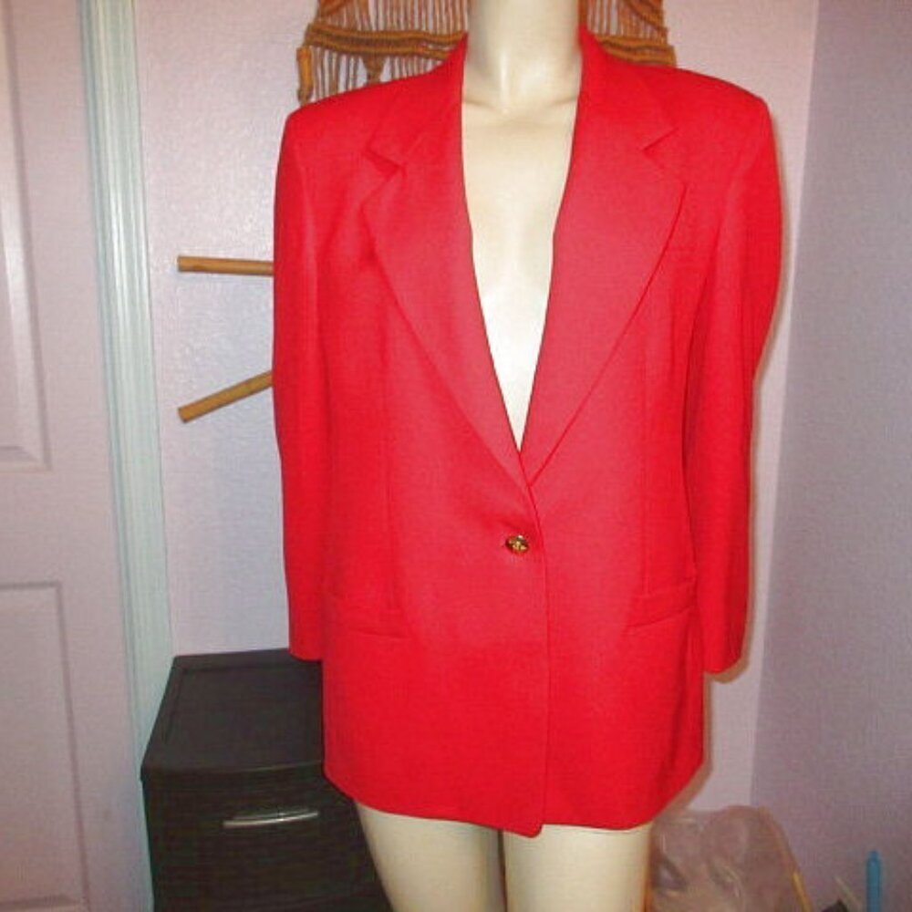 Vtg Austin Reed Red Blazer Jacket Size 12 Classic Tailored Breasted 100% Wool